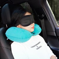 Press-to-Inflate U-Shaped Neck Pillow, Portable Inflatable Travel Pillow for Car Use
