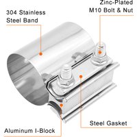 2.0" 2.25" 2.5" 2.75'' 3.0" Butt Joint Exhaust Band Clamp Sleeve 304 Stainless Steel Exhaust Sleeve Coupler Step Clamps