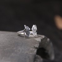 925 Sterling Silver Ginkgo Biloba Leaves Open Rings For Women Wedding Luxury Jewelry Accessories and