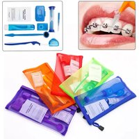 Orthodontic Oral Care Kit Dental Brace Cleaning Protable Travel Kit Toothbrush Ortho Wax Dental Floss Interdental Brush Mirror