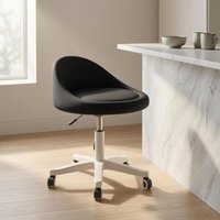 Adjustable Vanity Chair Curved Backrest Rolling Vanity Chair Upholstered Comfortable Cushion for Indoor Use