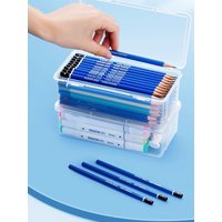 1/2/4Pack Transparent Pencil Organizer Box, Large Capacity Desk Storage for Art Supplies, Brushes Pens Markers, Simple Tool Case