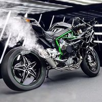 Model motocykla sportowego ze stopu H2 H2R w skali 1:9, odlewany ciśnieniowo, model motocykla wyścigowego na torze, symulacja dźwięku i światła z funkcją sprayu, zabawka dla dzieci, prezent.