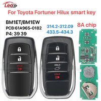 Leo For Toyota Fortuner Hilux VRZ SW4 SRV keyless go smart key 3-4button PCB-0182 P4:3838 314-312 433-434MHz 8A-chip BM1ET BM1EW