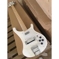 White 4 strings Electric Bass Guitar with Maple Neck,Chrome Hardware,Provide customization