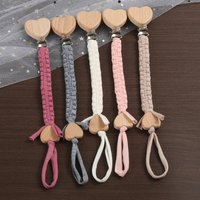 New Pacifier Weave Chain Pendant for Beech Wooden Heart Nipple Holder Soother Chain Clips Teethers for Baby Accessories