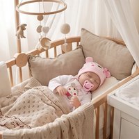 20 inch closed eye girl reincarnation doll 3D high color skin vinyl fabric, with baby doll accessories pink set, suitable for children over 3 years old