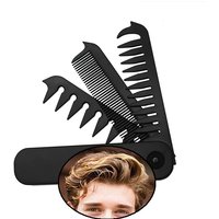 1pc 3 In 1 Folding Combs Plastic Wide Tooth Oil Head Comb Beard Combing Multifuncional Barber Clipper Combing Styling Tools