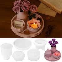 5PCS Molds, Lotus Candle Holders, Striped Vases, Crystal Drip Molds, Storage Boxes, Storage Trays, Gypsum Silicone Molds