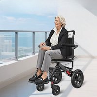 Senior Lightweight Folding Wheelchair, Portable Anti Burst Chair, Honeycomb Shockproof Caster, Compact Push Trolley with Pedal