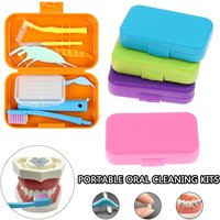 1Box Dental Oral Cleaning Care Kits Portable Travel Orthodontic Care Interdental Brush Tongue Scraper Foldable Toothbrush 8pcs