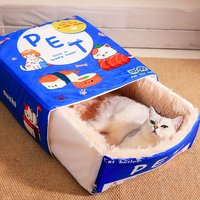 Snack Box Covered Cat Bed Soft Pet Nest for Indoor Cats with Cushion for Small Dogs & Cats Enclosed Kitten Puppy Hut Keep Warm