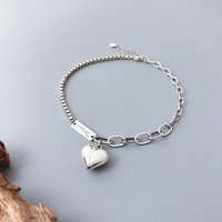 New 925 Sterling Silver Heart-Shaped Anklet Personality Charm Geometric Shape Anklet Birthday Gift for Women Exquisite Jewelry