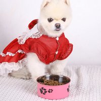 1PC Cartoon footprint shaped pet dog bowl, made of thick stainless steel, stylish and suitable for indoor and outdoor use