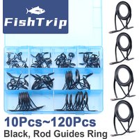FishTrip Fishing Rod Guides Repair Kit Heavy Duty Quad Foot Guide Stainless Steel for Rod Building Repair Replacement