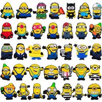 12-36Pcs Minion Cartoon Shoe Charms For Slides Sandals,PVC Shoe Decorations Accessories For Christmas Birthday Gift Party