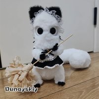 D cos*Tongari Boushi No Atelier Brushbuddy Brushbug Plush Doll 20CM Cute Fluffy Black White Poseable Stuffed Collectible Cosplay