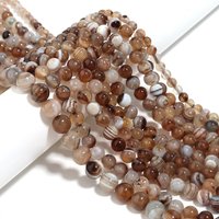 1 String 4/6/8/10/12mm Light Brown Striped Agate Beads Natural Stone Bead for Jewelry Making DIY Bracelet Necklace Accesorios