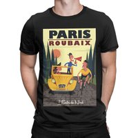 AliExpress NONE Paris Roubaix Cycling Poster Graphic 100% Cotton T-Shirt Cycling Poster Tops Tees For Men