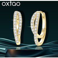 OXTAO Double Hoop Earrings 14K Gold Filled Certified D VVS1 Moissanite Huggie Earring Wedding Bridal for Women Jewelry Gift