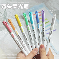 5 color Creative Double-headed Highlighter Set Student Classroom Colored Marker Pen DIY Journal Decoration Material