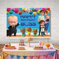 Boss Baby Cartoon Theme Backdrop Boys Girl's Birthday Party Decor Baby Shower Photo Banner Photography Photo Studio Supplies