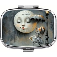 1 Cute Moon Pill Box, 2 Compartment Pill Boxes - Compact and Decorative Pill Organizer for Wallet, Travel, and Gifts