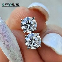 Certified 0.1-5ct Moissanite Stud Earrings for Women Man Party Sparkling 4 Claws Diamond Ear Studs 925 Sterling Silver Jewelry