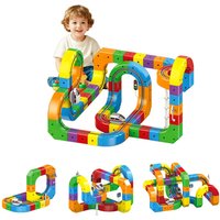 51/62/81/105//123/167 SZT. Magiczna Kolejka z Torami, Akumulatorowa, Trójwymiarowe Klocki do Budowania, Klocki Szynowe, Zabawki Edukacyjne STEM,