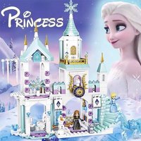 Frozen Elsa Ice Castle Building Blocks Set Princess Castle Bricks Toy Anna Olaf Figures Winter Palace Model Birthday Gift
