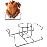 Beer Can Chicken Holder for Grill and Smoker, Premium Grade Stainless Steel Beer Chicken Stand with Handle
