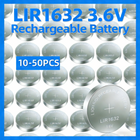 NEW LIR1632 3.6V Rechargeable Lithium Batteries LIR1632 Battery for Watch Car Remote Control CR1632 DL1632 Button Coin Cell