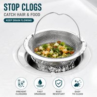 Stainless Steel Sink Hair and Food Residue Catcher Filter for Kitchen Bathroom Bathtub Drain Prevent Clogging and Clean Easily