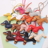 Fashion Dachshund Dog Keychain PU Leather Puppy Animal Pendant Keyring for Women Bag Ornament Valentine Day Gift