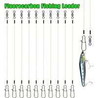 5/10/20pcs Premium 100% Fluorocarbon Fishing Line 7-18kg Invisible Leader - Ball Bearing Rolling Swivel + Snap Lock Combo Kit