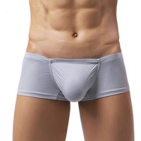 Sexy Underwear Men Ice Silk Boxers Low Waist U Convex Pouch Male Panties Breathable Solid Underpants Shorts Boxers For Man