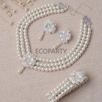 Charleston Pearl Necklace Earing Bracelet Vintage 20S Party Elegant Jewelry Great Gatsby Flapper Costume Accessories Gloves