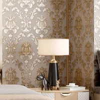 Khaki Antique Gold Damask Wallpaper For Living Room or Bedroom Waterproof PVC Wall Paper Home Decor 10m/Roll European Luxury