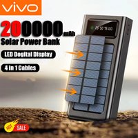VIVO 2000000mAh Solar Power Bank 4 Built-in Cables Portable External Battery with LED Light PowerBank For Samsung iPhone