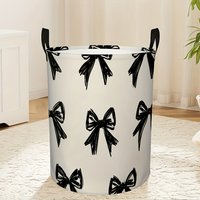 Black and White Bow Tie Pattern Printed Laundry Basket Large Capacity Suitable for Storing Dirty Clothes Towels Toys Magazines