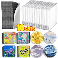 10pcs Self-made Acrylic Fridge Magnets DIY Kit Square Round Hand Making Mini Picture Frames Magnetic Fridgerator Stickers Decor