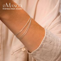 eManco Fashion Simple Chain Silver Color Bracelet Jewelry Multi-layer Thin Chain Bracelet Ladies Stainless Steel Chain Wholesale