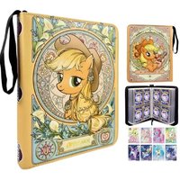 400pcs My Little Pony Applejack Card Binder 4-Pocket PU Leather Trading Card Transparent Pockets Album for Kayou Cards