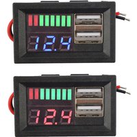 Dual USB 5V 2A Car Voltmeter Voltage Meter Panel 12V-24V 3S-7S Lithium Battery Capacity Indicator Power Tester Li-ion Lead acid