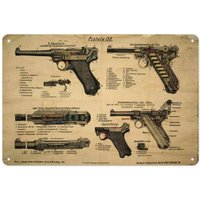 WW2 Luger Pistol 08 Metal Wall Sculpture 12"|History Theme,Halloween&Christmas Gift,Collector/Office/Living Room Decor