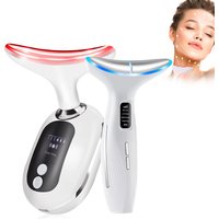 Microcurrent Neck Face Massager EMS Lifting Firming Skin Care Tightening Device LED Light Therapy for Neck Lines Reducer At Home