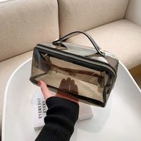 Large Capacity Transparent Makeup Bag Pillow Shape Zipper Closure Women's Washbag Waterproof Top Handle Clear Toiletry Handbags