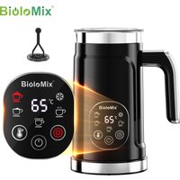 BioloMix 5-in-1 Milk Frother with LED Touch Screen – Hot & Cold Foam Maker for Lattes, Coffee & More