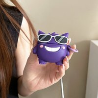 For Airpods 4 Case,3D Anime Pokemon Puple Gengar Silicone Earphone Cover For Airpods Pro 3/Airpods Pro 2 Case For Kids