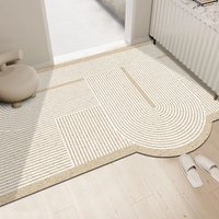 Cream wind circle entrance door mat with mud rubbing, simple and easy to cut carpet entrance mat